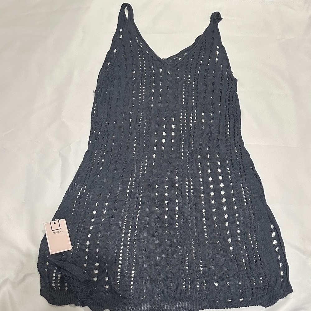 Elegant Charcoal Knit Swim Coverup